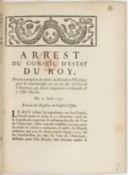 Arrêt du conseil d'Etat portant exemption des droits du domaine d'Occident pour les marchandises du crû des Iles du Vent de l'Amérique  1737