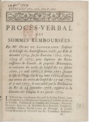 Procès-verbal des sommes remboursées par Me Dubu de Longchamp, trésorier de la caisse des amortissements, pour capitaux des reconnaissances du Canada  1779