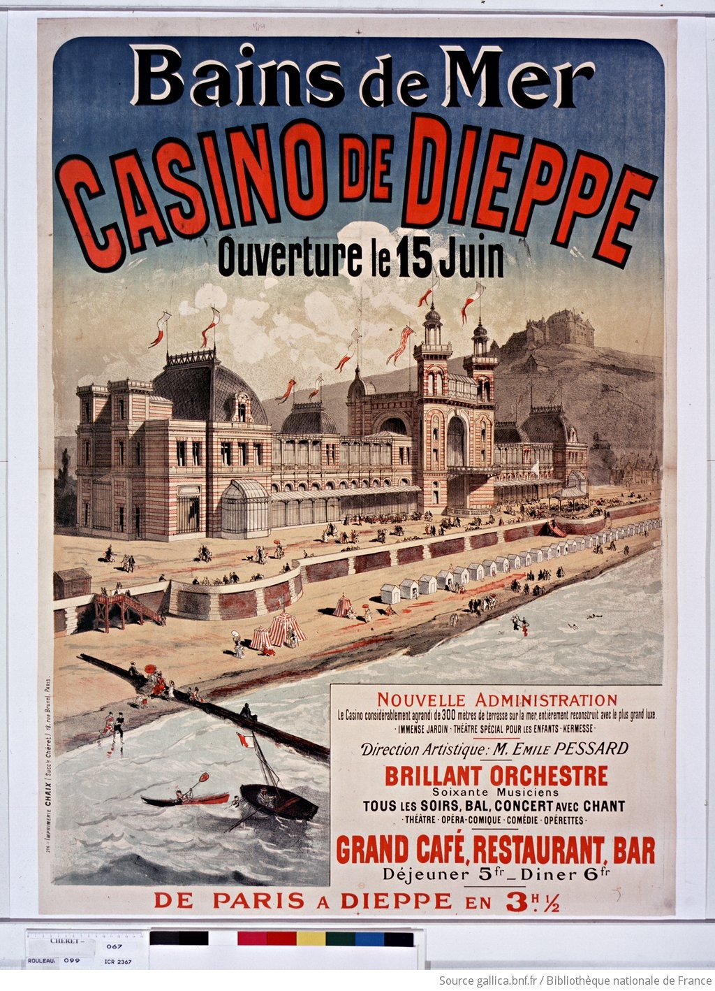 Póster anunciando la estación balnearia de Dieppe (1886). Imagen: Gallica, Bibliotèque National de France.