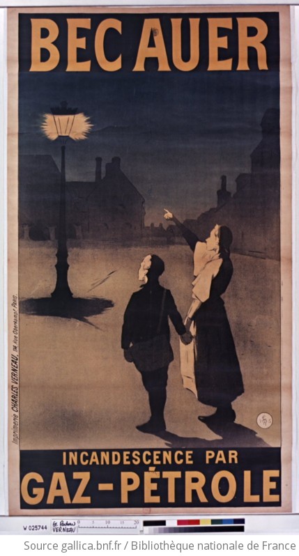 Bec Auer : Incandescence par Gaz-Pétrole : [affiche] / EMN95 [Etienne  Moreau-Nélaton 1895] [monogr.] | Gallica