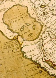 Carte des nouvelles dcouvertes au nord de la mer du sud...  l'ouest de la Nouvelle France par Philippe Buache, 1750. Dtail.
BnF, Cartes et Plans.