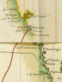 Carte prparatoire au voyage de Laprouse, 1785. Dtail : Monterey (Californie)
BnF, Cartes et Plans.
