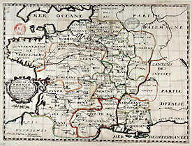 Carte de la France divise par les 12 provinces ou gouvernements, comme elle furent convocquez aux Estatz generaux de ce royaume l'an 1614, Jean-Baptiste Bourguignon d' Anville cartographe 