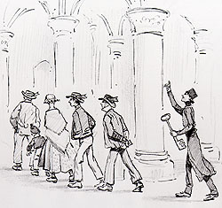 Visite des populations des environs au Mont Saint Michel, le dimanche. Explications dans le dsert. Voyage au Mont Saint Michel, avril 1869