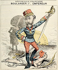 Le général Boulanger en couverture du Grelot, 1887.
