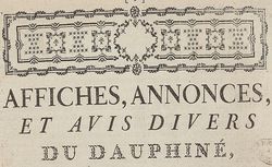 Accéder à la page "Affiches, annonces et avis divers du Dauphiné"