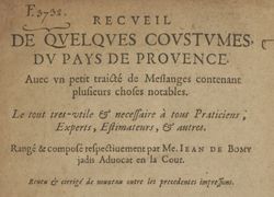 Accéder à la page "Recueil de quelques coustumes du pays de Provence"