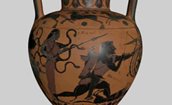 Accéder à la page "Amphore à col. Héraclès contre le triple Géryon, vers 540-530 av. J.-C."