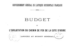 Accéder à la page "Afrique occidentale française, budget transports et chemin de fer"