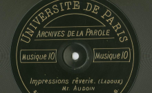 Accéder à la page "Impressions rêverie / Ladoux, comp. ; Mr Audoin [i.e.] Audouin], violoncelle"