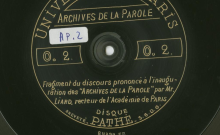 Accéder à la page "Fragment du discours prononcé à l'inauguration des Archives de la Parole (3 juin 1911)"
