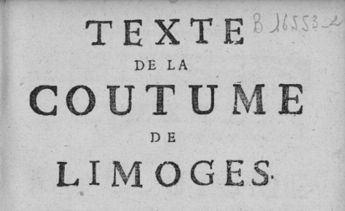 Accéder à la page "Documents de BabordNum concernant la coutume du Limousin"
