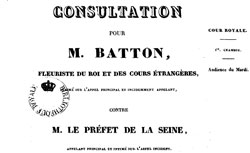  Consultation pour M. Batton, fleuriste du Roi et des cours étrangères