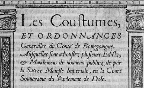 Accéder à la page "Documents de la Bibliothèque municipale de Besançon concernant la coutume de Franche-Comté"