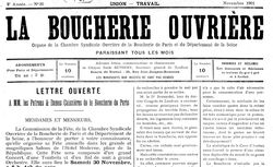 Accéder à la page "Boucherie ouvrière (La) : organe de la Chambre syndicale ouvrière de la boucherie de Paris [...]"
