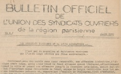 Accéder à la page "Bulletin officiel de l'Union des syndicats ouvriers de la Région parisienne"