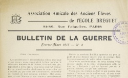 Accéder à la page "Bulletin de la guerre (Association des anciens élèves de l'Ecole Bréguet)"
