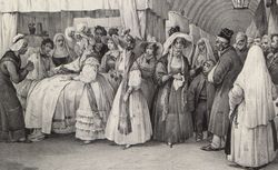 Madame la Duchesse d'Orléans visitant les blessés à l'Hôtel-Dieu le 2 août 1830.