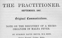 BRUCE, David (1855-1931) Note on the discovery of a micro-organism in Malta feever
