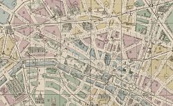 Plan de Paris... donnant l'itinéraire de toutes les lignes d'omnibus, tramways, bateaux-mouches. 1878