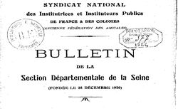 Accéder à la page "Bulletin du syndicat des instituteurs publics, section de la Seine"