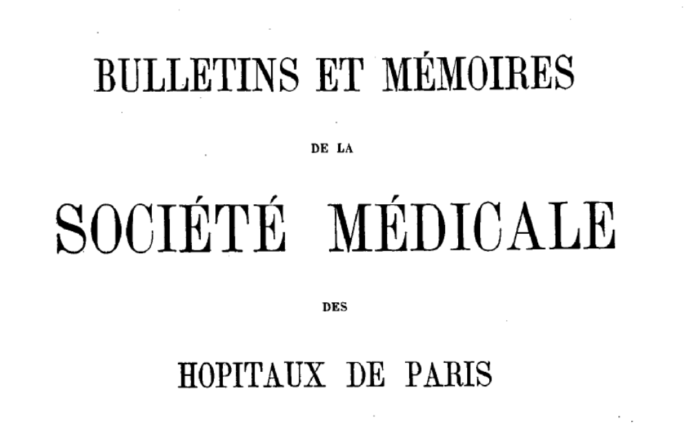 Accéder à la page "Bulletins et mémoires de la Société médicale des hôpitaux de Paris"