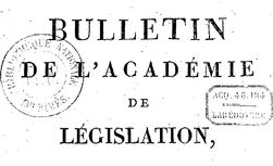 Accéder à la page "Bulletin de l'Académie de législation"