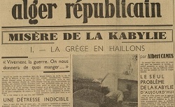 Accéder à la page "Billets d'actualité, reportages de Camus dans Alger républicain (1938-1939)"