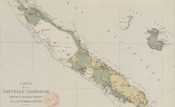 Carte topographique physique de la nouvelle-Calédonie