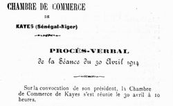 Accéder à la page "PV des séances de la Chambre de commerce de Kayes (Haut-Sénégal-Niger)"