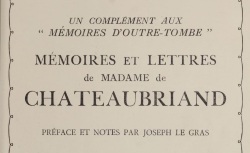 Accéder à la page "Chateaubriand, Madame de, Mémoires et Lettres"