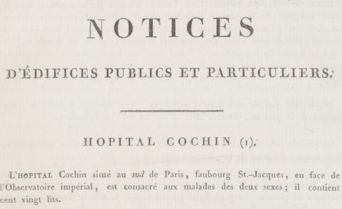 Accéder à la page "Principes de l'ordonnance et de la construction des bâtimens. Notices sur divers hôpitaux... - 1812"
