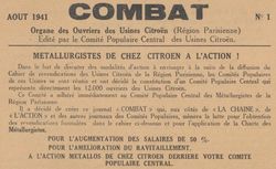 Accéder à la page "Combat : organe des ouvriers des usines Citroën"