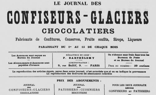 Accéder à la page "Journal des confiseurs-glaciers, chocolatiers, fabricants de confitures... (Le)"