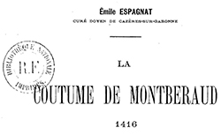 Accéder à la page "Coutume de Montberaud, 1416"
