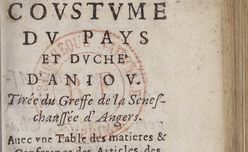 Accéder à la page "Coutume du pays et duché d'Anjou, tirée du greffe de la sénéchaussée d'Angers"