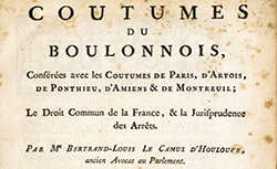 Accéder à la page "Coutumes du Boulonnois, conférées avec les coutumes de Paris, d'Artois, de Ponthieu, d'Amiens et de Montreuil"