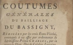 Accéder à la page "Coutumes générales du bailliage du Bassigny"