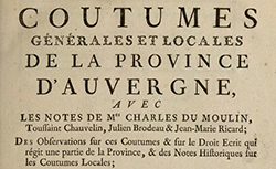 Accéder à la page "Coutumes générales et locales de la province d'Auvergne"