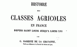 istoire des classes agricoles en France...