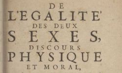 De l'égalité des deux sexes (1673)