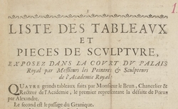 Accéder à la page "Expositions publiques de tableaux, sculptures et estampes gravées faites par l'Académie royale, 1673-1771"