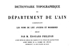 Accéder à la page "Dictionnaire topographique de l'Ain"