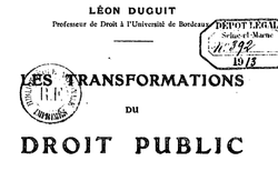 Accéder à la page "Duguit, Léon. Les transformations du droit public"