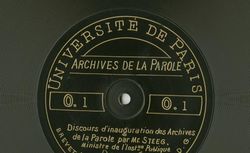 Accéder à la page "Discours d'inauguration des Archives de la Parole [extrait] (3 juin 1911)"