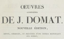 Accéder à la page "Domat, Jean. Oeuvres complètes de J. Domat"