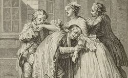 L'Ecole des maris in Œuvres, illustré par Moreau le jeune, Paris, Libraires associés, 1773, tome 2.