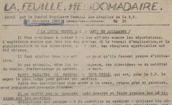 Accéder à la page "Feuille hebdomadaire (La)"