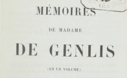 Accéder à la page "Genlis, Madame de, Mémoires"