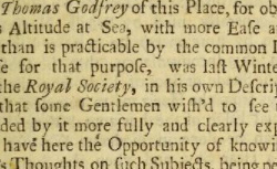 GODFREY, Thomas (1704-1749) An Account of Mr. Thomas Godfrey's Improvement of Davis's Quadrant